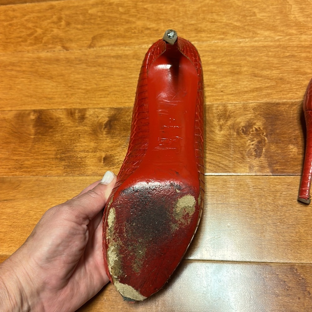 Christian Louboutin Red Python Platform Pumps 40 - image 2